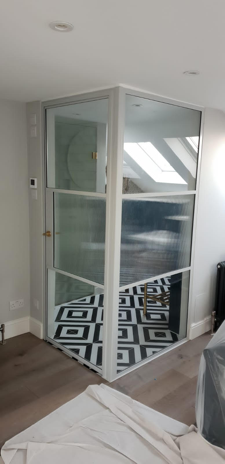 Original Steel Door Screen with Reeded glass Design Plus 01